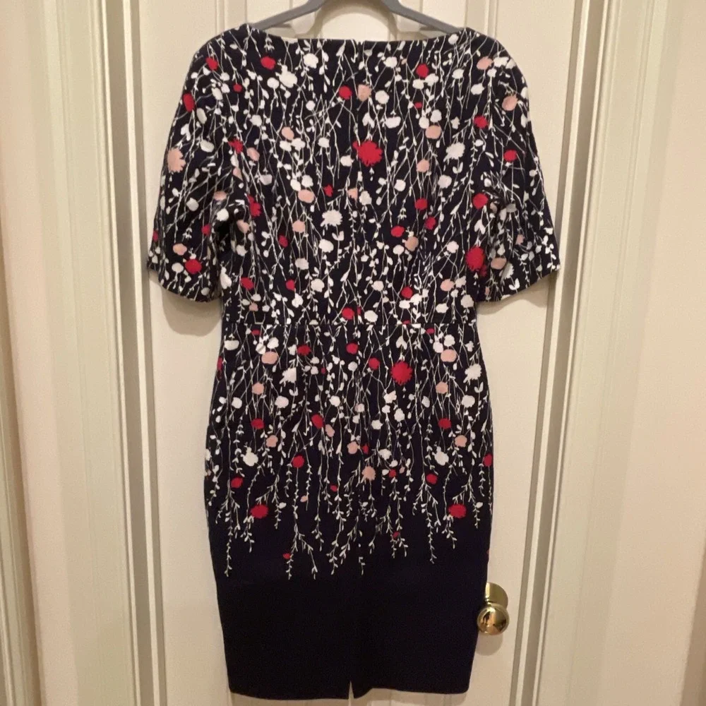 Boden Navy Floral Print Cotton Sleeve Sheath Dress Size US 8R Preppy Classic - Picture 5 of 12